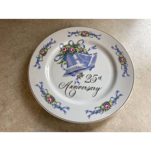 Gift Craft 25th  Anniversary 10" Blue Bells Cake/Serving  Plate - Picture 3 of 6